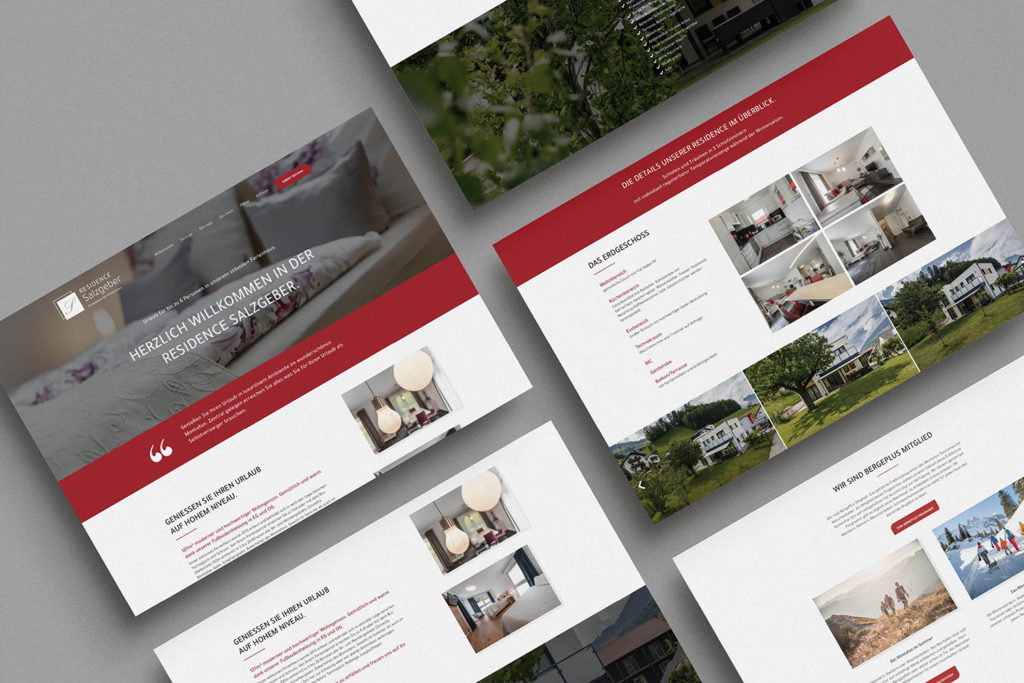Referenzprojekt mit Mockup der Webseite im neuen Design für Residence Salzgeber, Taschaggungs, Luxus Ferienwohnung