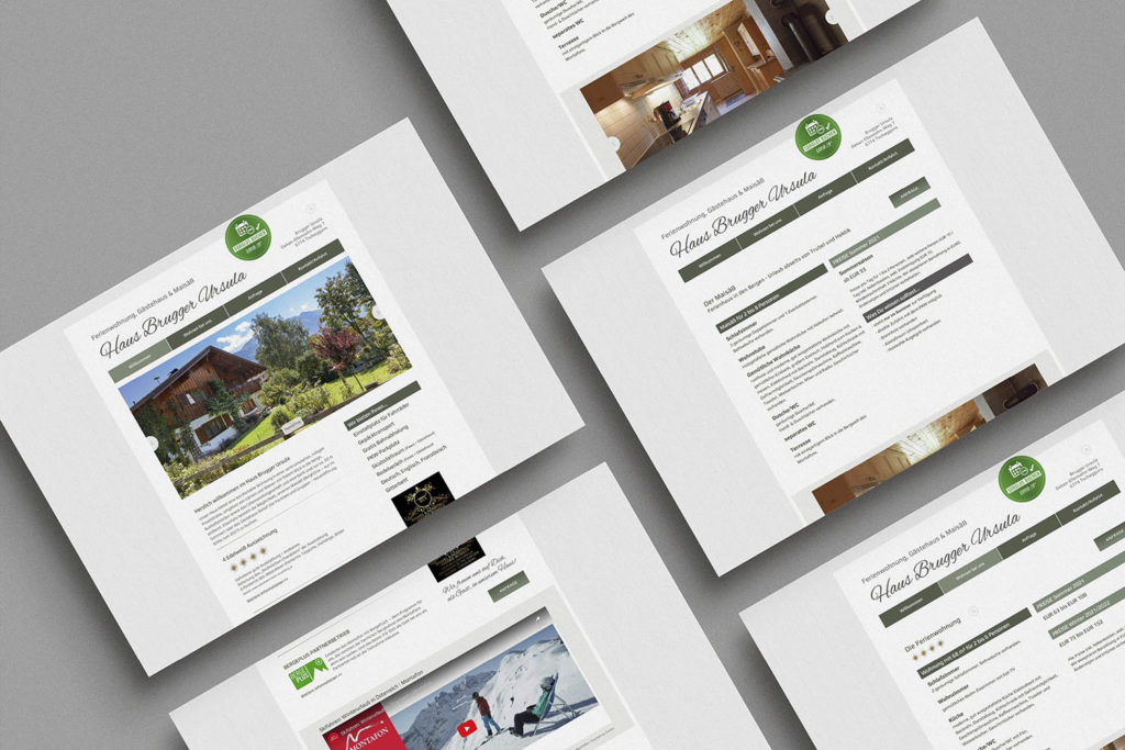 Referenzprojekt mit Mockup der Webseite vor dem neuen Design für Ilishof Tschagguns, Ferienwohnung, Gästehaus und Maisäß