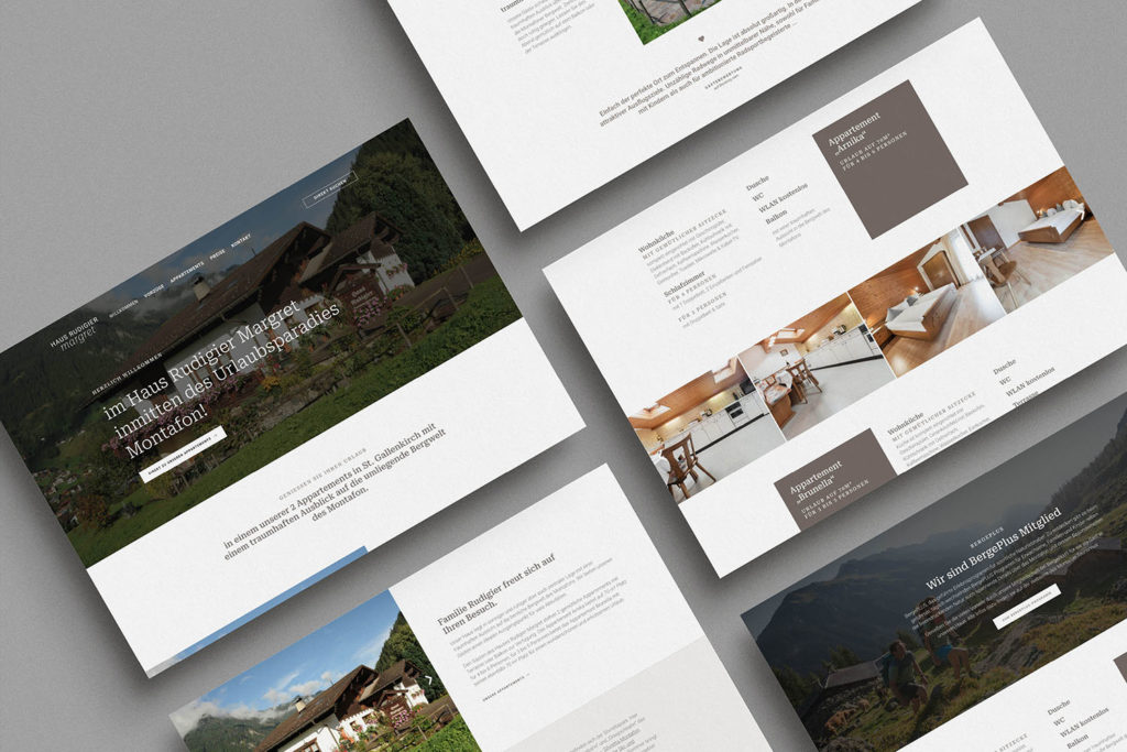 Referenzprojekt mit Mockup der Webseite im neuen Design für Haus Rudigier Margret, St. Gallenkirch, Ferienwohnung