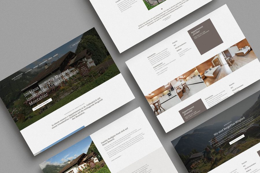 Referenzprojekt mit Mockup der Webseite im neuen Design für Haus Rudigier Margret, St. Gallenkirch, Ferienwohnung