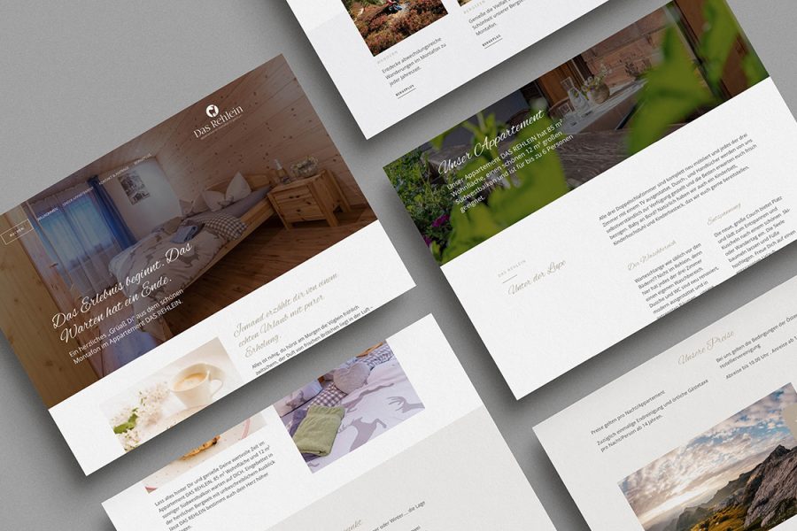 Referenzprojekt des Grafikatelier Montafon als Mockup Webseite für Appartement das Rehlein